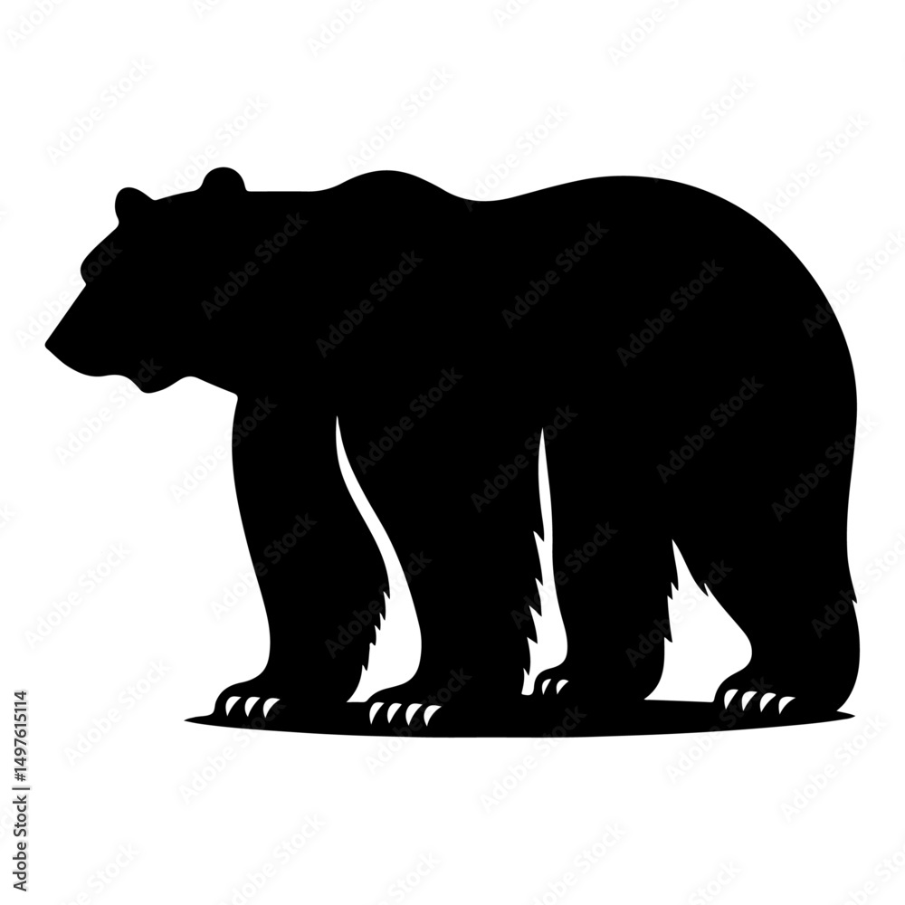 Fototapeta premium Polar bear silhouette, vector black color silhouette 