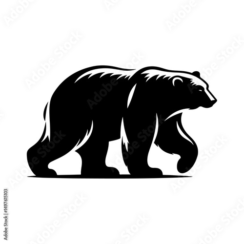 Polar bear silhouette, vector black color silhouette 