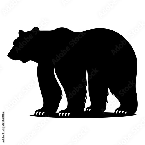 Polar bear silhouette, vector black color silhouette 