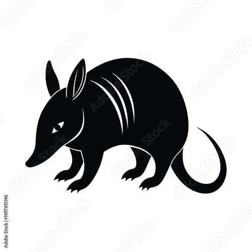 Black and white illustration of an armadillo graphic ideal for logos and modern designs