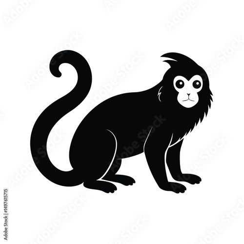 Silhouette Vector Illustration of orang utan on White Background