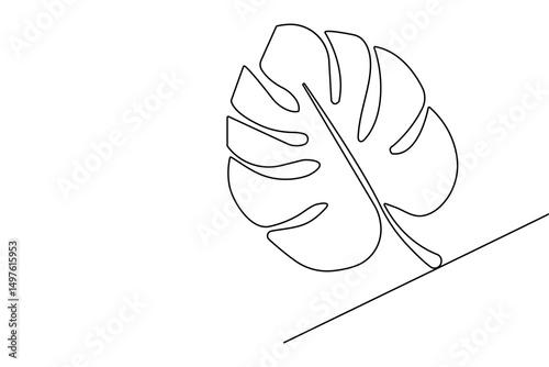 Monstera Leaf one line drawing  minimalist continuous line art isolated vector
