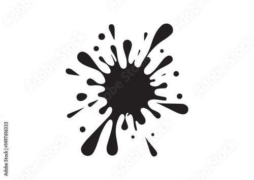 Paint Splatter, Paint Splashes of  Silhouette Black Vector White Background