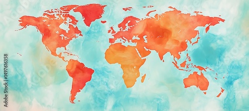 World Map Showing Global Regions Turning Red Due To Intensifying Heat Waves And Escalating Climate Change Impacts