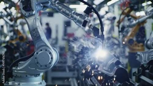 Robotic Welding Arm in Industrial Factory