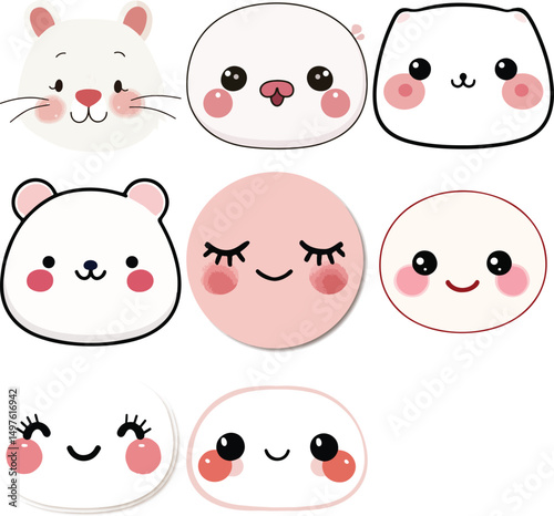 ute Cartoon Animal Face Icons for Creative Digital Designs set
