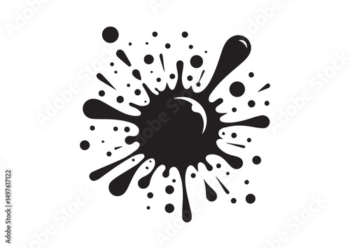 Paint Splatter, Paint Splashes of  Silhouette Black Vector White Background