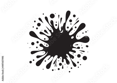 Paint Splatter, Paint Splashes of  Silhouette Black Vector White Background