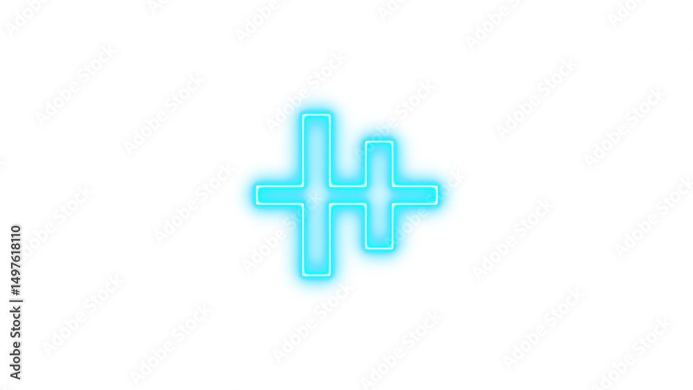 Obraz premium Glowing Neon Plus Symbols, Neon align vertical center icon glow with transparent background