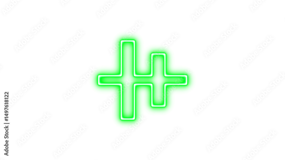 Obraz premium Glowing Neon Plus Symbols, Neon align vertical center icon glow with transparent background