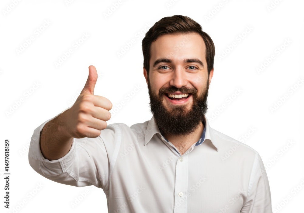 Happy Man Giving Thumbs Up Gesture isolated on white background Happy Man Giving Thumbs Up Gesture isolated on white background