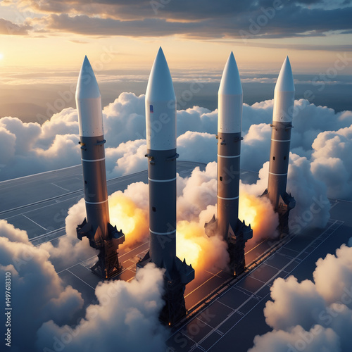 illustration of intercontinental ballistic missile launch
