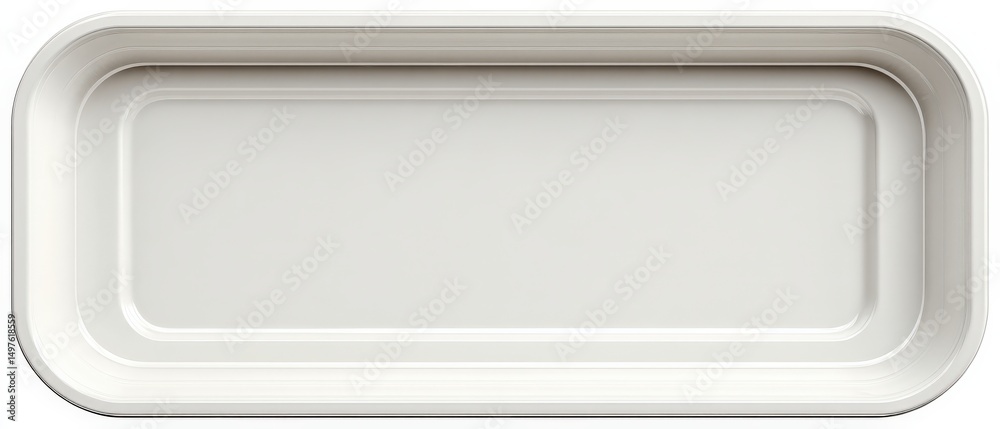 Rectangular white disposable food container, perfect for takeout or meal prep. Rectangular white disposable food container, perfect for takeout or meal prep.