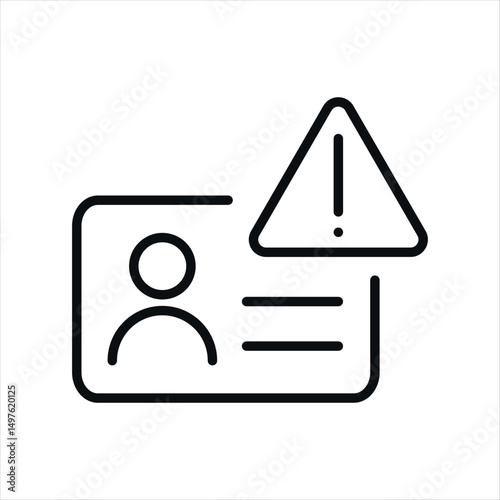 ID card warning sign outline vector icon