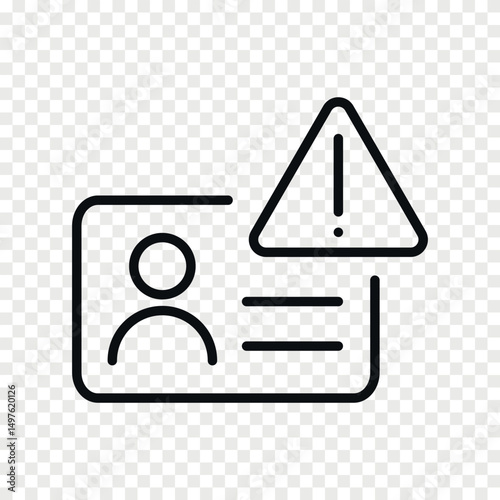 ID card warning sign outline vector icon