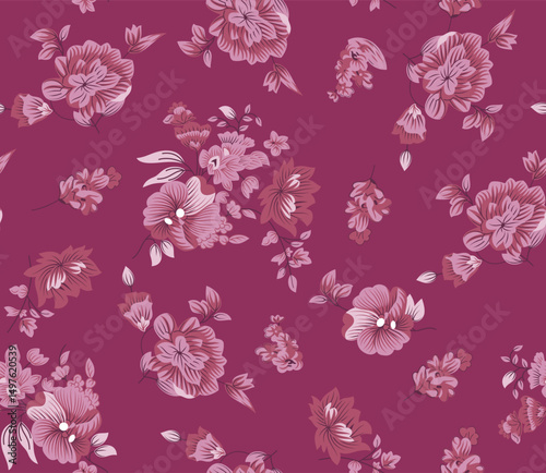Textile motifs flower bunch digital textile flower allover design