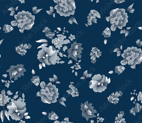 Textile motifs flower bunch digital textile flower allover design