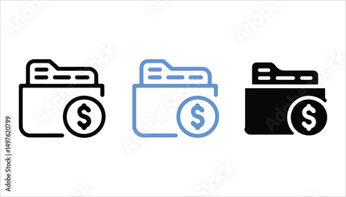 Finance Folder Icon with Dollar Coin Symbol