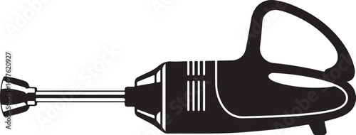 Black and White Silhouette of a Handheld Immersion Blender