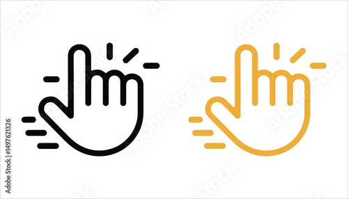 Click Hand Icon Vector. Touch Gesture Line Art Illustration.
