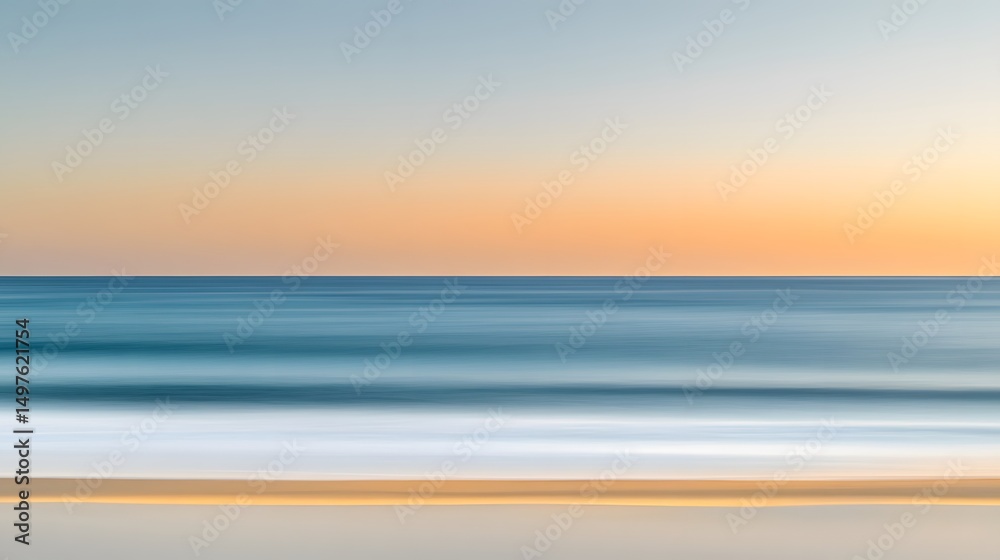 Fototapeta premium Abstract Ocean Sunset Beach Seascape Painting