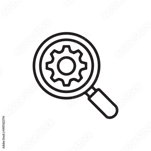 Realization gear magnifier icon outline vector. Mental balance search