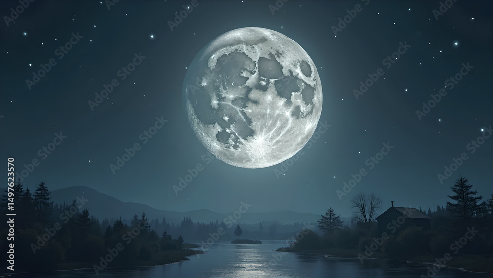 Fototapeta premium supermoon night view