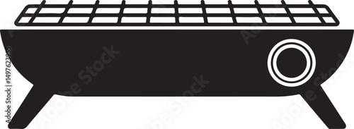 Simple Black Silhouette of a Portable Charcoal Grill