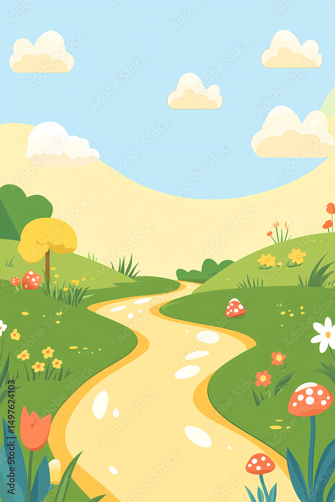 Fototapeta premium A Serene Springtime Landscape Path