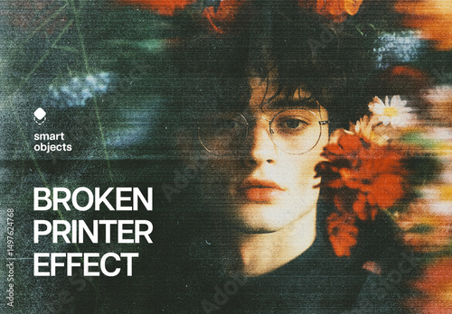 Broken Printer Effect Mockup