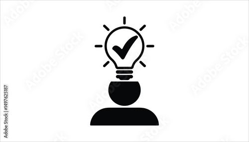 Creative Idea: A visual representation of an illuminated idea with a checkmark, symbolizing a solution. A simple yet impactful depiction.