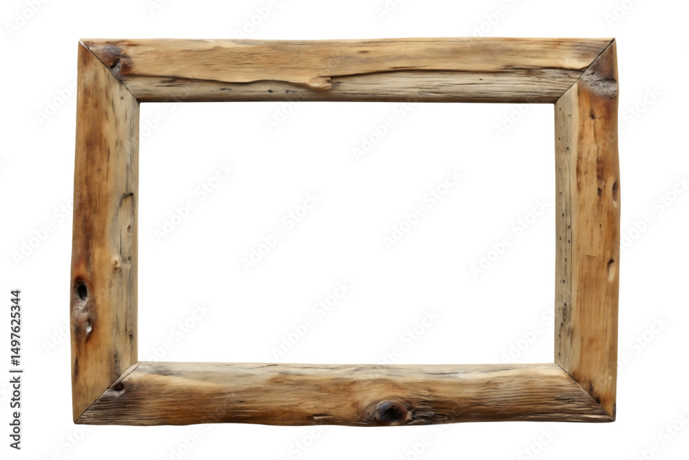 Obraz premium Rustic Driftwood Frame: Natural Wood Border for Designs Horizontal Rectangular Frame with Organic Texture