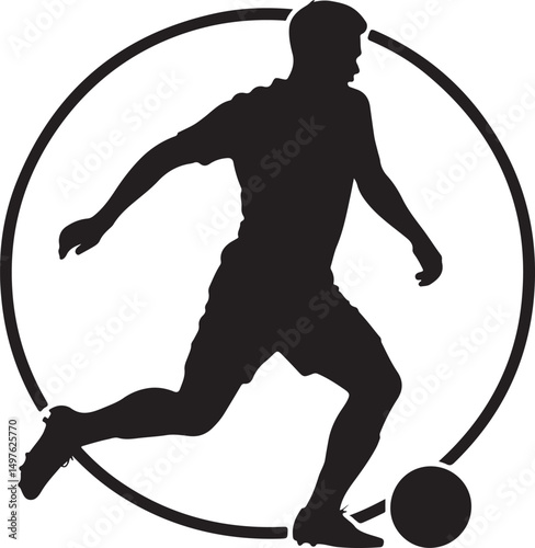 silhouette of man playing football in many gestures