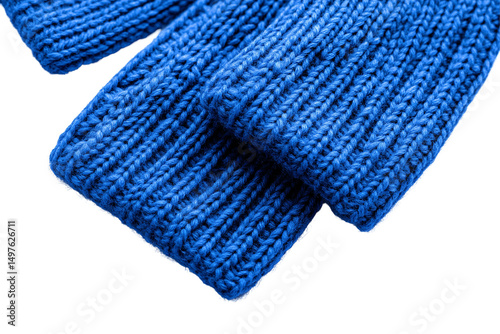 a blue knitted scarfs