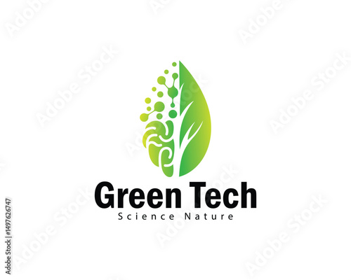 leave tech logo creative natural brain smart molecule genetics