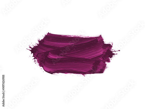 Bold magenta brush stroke isolated on white background.