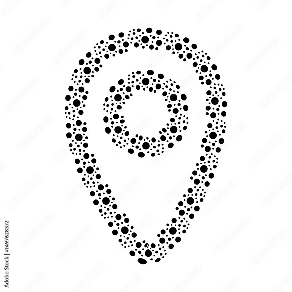 Map pin location icon made of black dots Map pin location icon made of black dots
