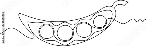 one line art Peas vector illustration. line art, one continuous line, simple, hand drawn and sketch style. for icons, symbols, signs or logos. PNG