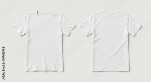 Classic T-Shirt Mockup: A classic t-shirt mockup, front and back. A blank canvas for your creative vision, waiting to be personalized with unique designs and patterns.