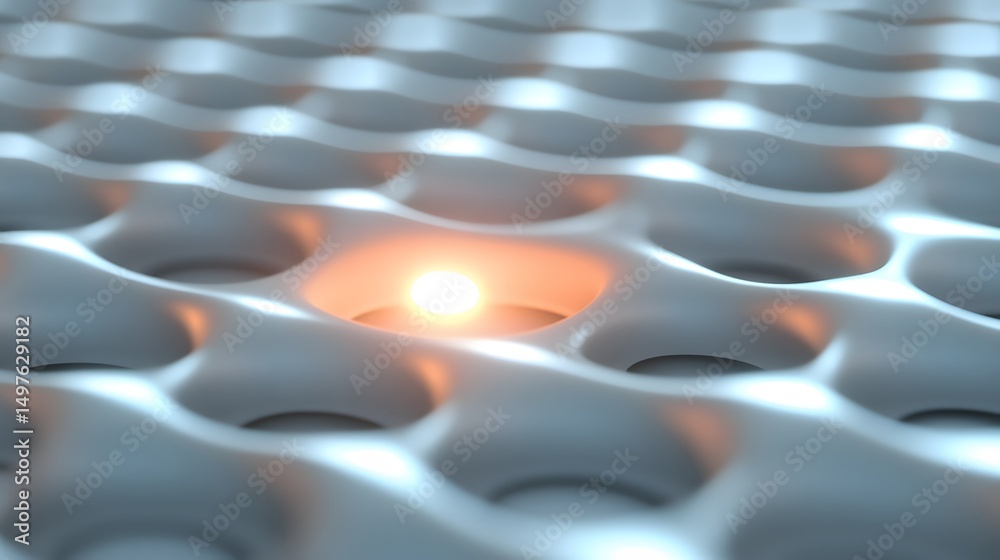 Obraz premium Abstract 3D Render Glowing Light Cellular Structure