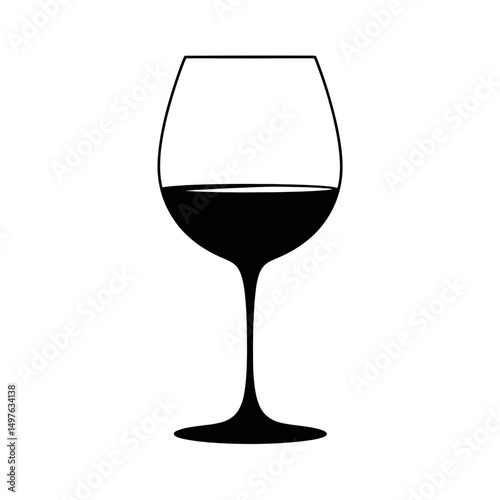 A simple, black silhouette of a wine glass