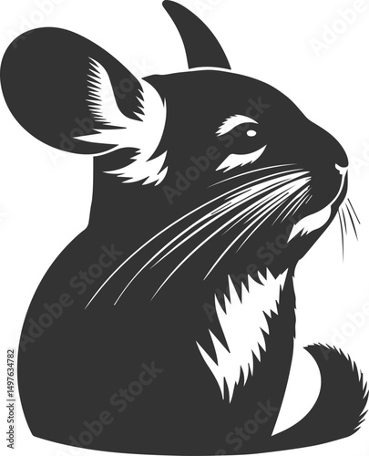 Silhouette of a chinchilla vector animal drawing