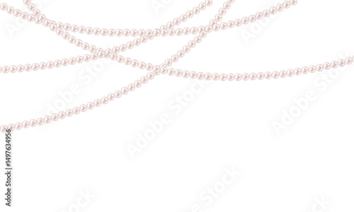 White pearl beads necklaces background, pearl string border,Wedding theme. vector illustration eps 10
