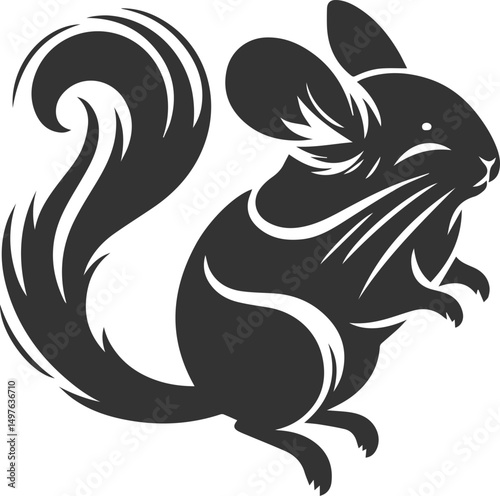 Silhouette of a chinchilla vector animal drawing