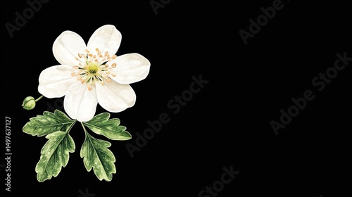 Beautiful White Flower on Black Background for Nature Lovers