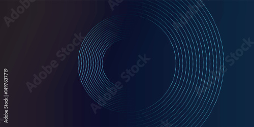 Blue abstract background with glowing circles. Swirl circular lines pattern. Geometric spiral. Twirl element. Modern graphic design. Futuristic technology concept.