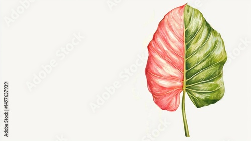 Colorful Split Leaf Plant with Unique Pink and Green Sections