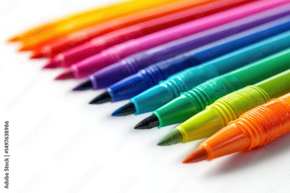 Fototapeta premium Rainbow of colorful fine-liners, ready to create.