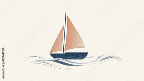 A simple illustration depicts a sailboat on gentle waves against a cream background.
