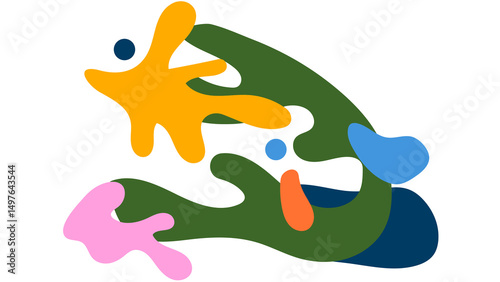 abstract shapes and blobs in a modern, playful color palette, ideal for contemporary graphic design.